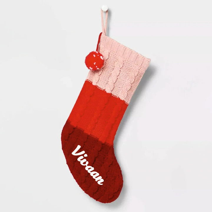 Personalized Handmade Candy Stripe Knit Stocking