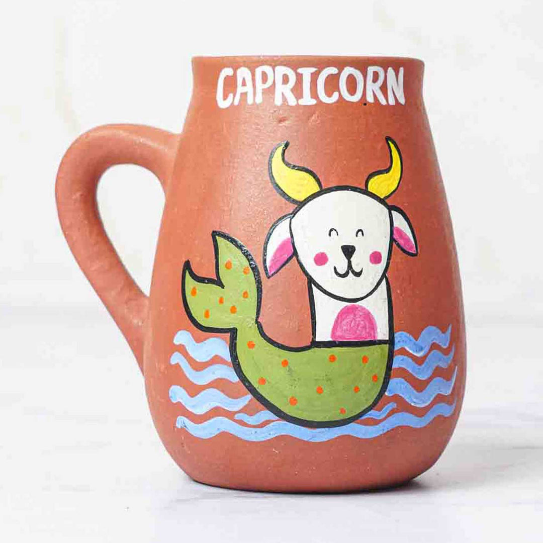 Personalized Hand-painted Capricorn Zodiac Sign Terracotta Mug