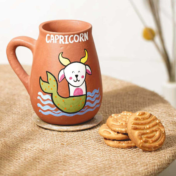 Personalized Hand-painted Capricorn Zodiac Sign Terracotta Mug