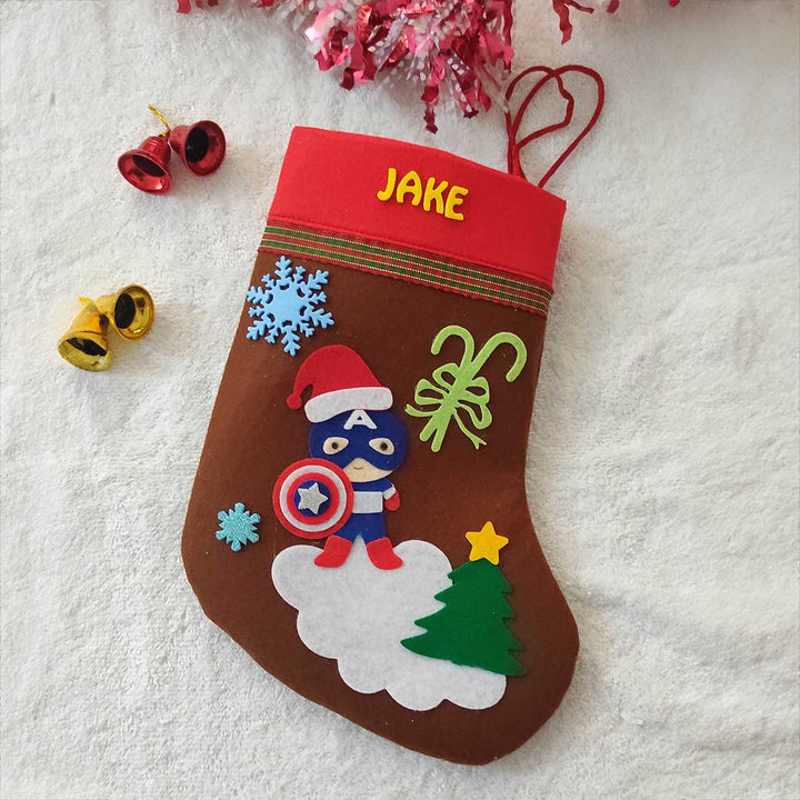 Personalized Captian America Felt Stockings For Christmas Decoration