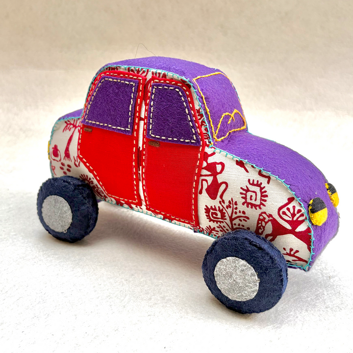 Handmade White & Red Car Toy