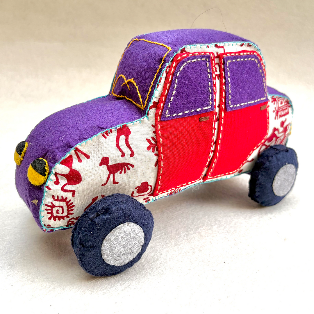 Handmade White & Red Car Toy