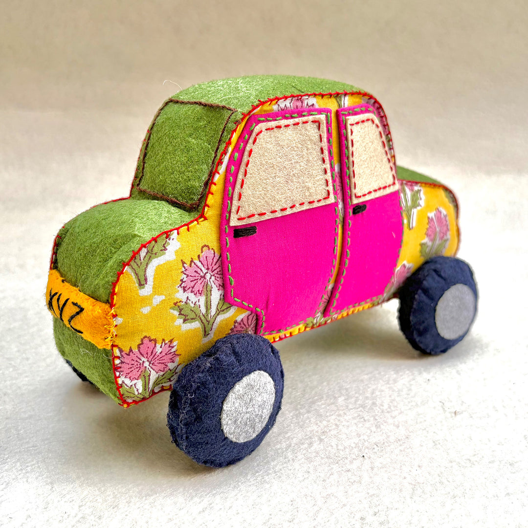 Handmade Yellow & Pink Car Toy