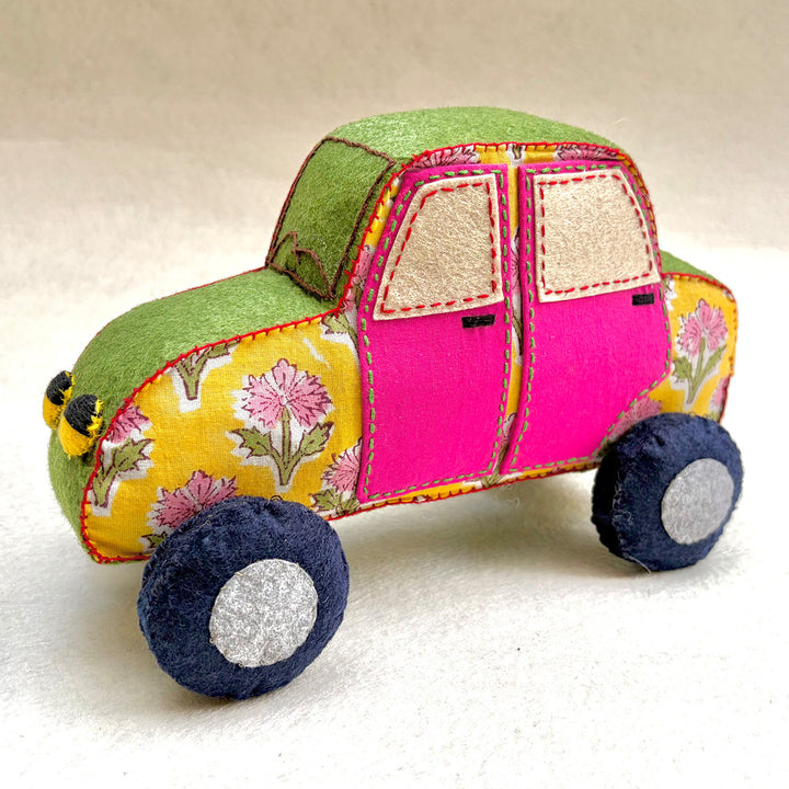 Handmade Yellow & Pink Car Toy