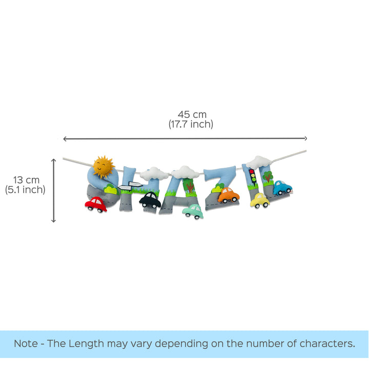 Handcrafted Personalized Car Themed Bunting For Kids