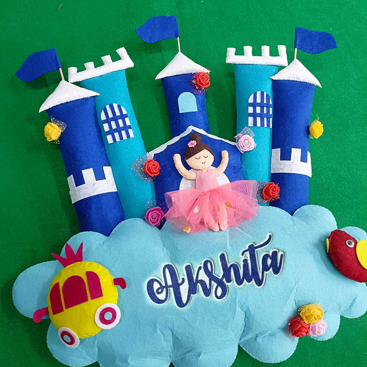 Handcrafted Personalized Castle Felt Name Plate for Kids