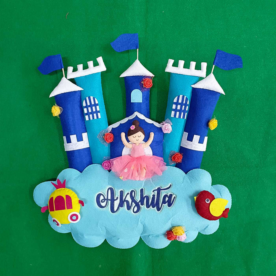 Handcrafted Personalized Castle Felt Name Plate for Kids