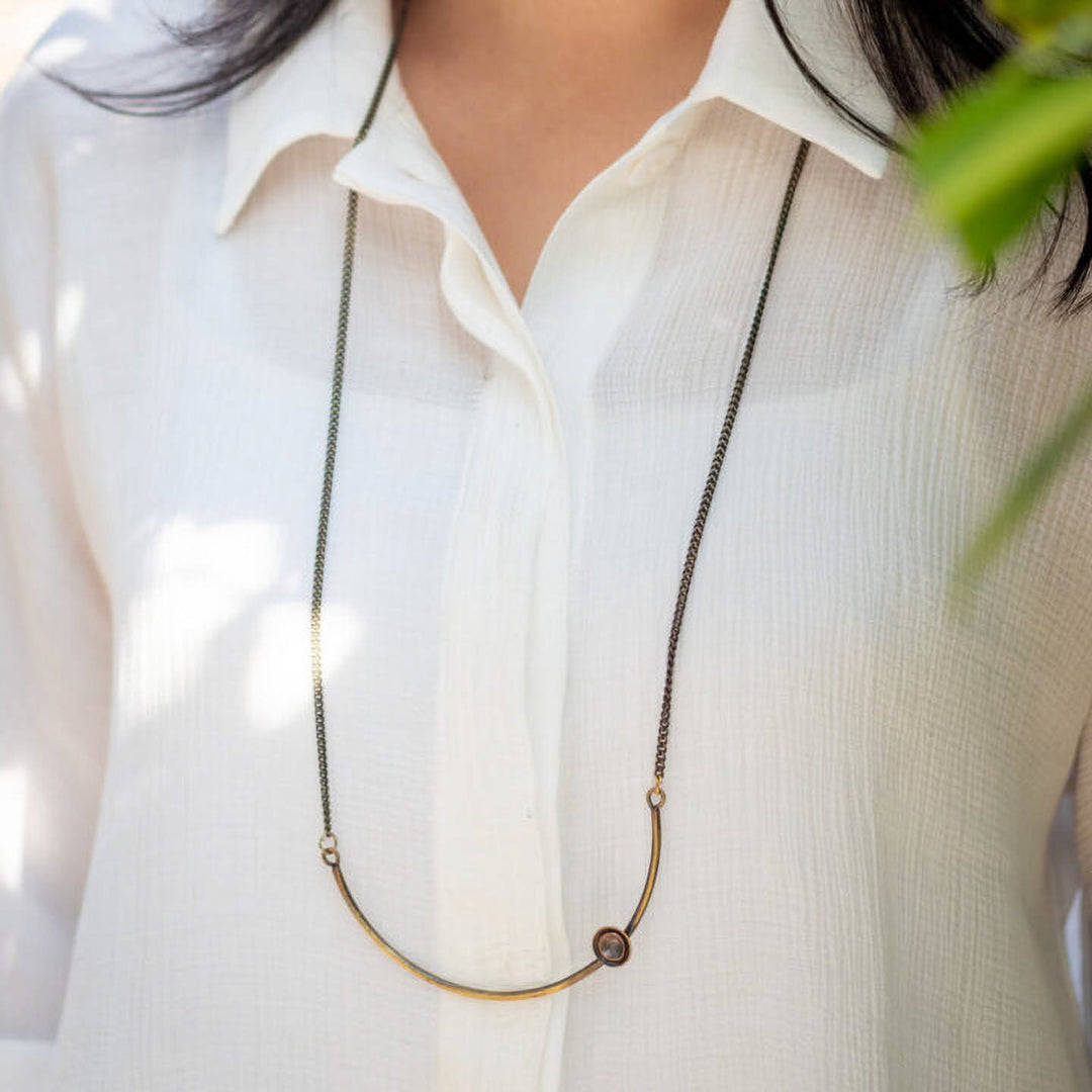 Handmade Domes Embellishment Celestial Brass Necklace