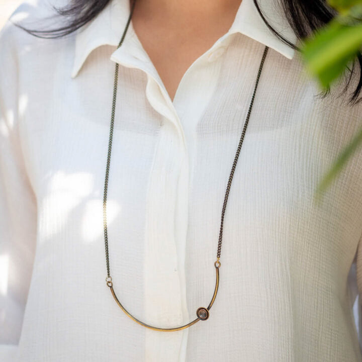 Handmade Domes Embellishment Celestial Brass Necklace
