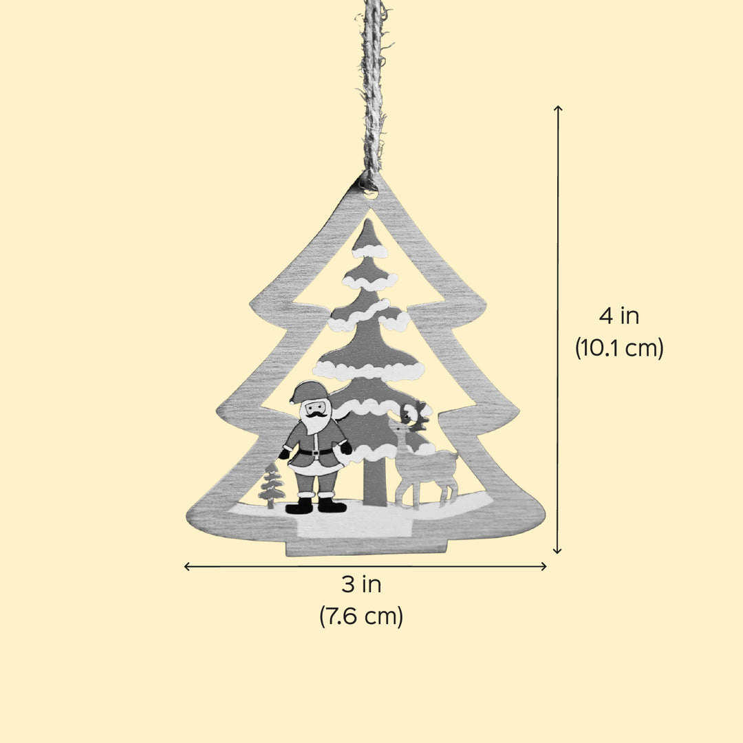 Laser Cut Santa, Reindeer & Xmas Tree Wooden Ornament For Christmas Decoration