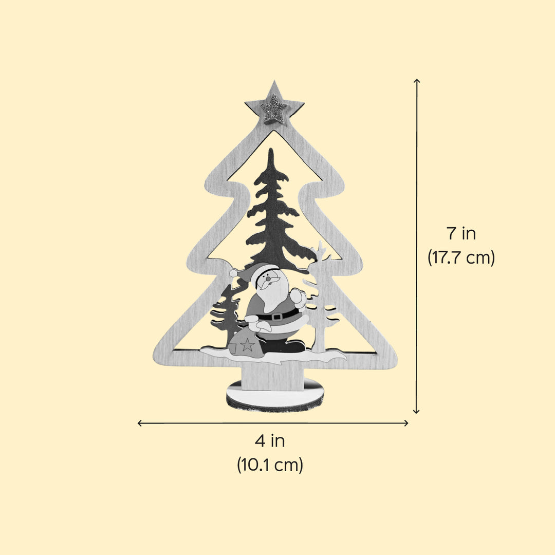 Laser Cut Santa & Xmas Tree Wooden Table Decor