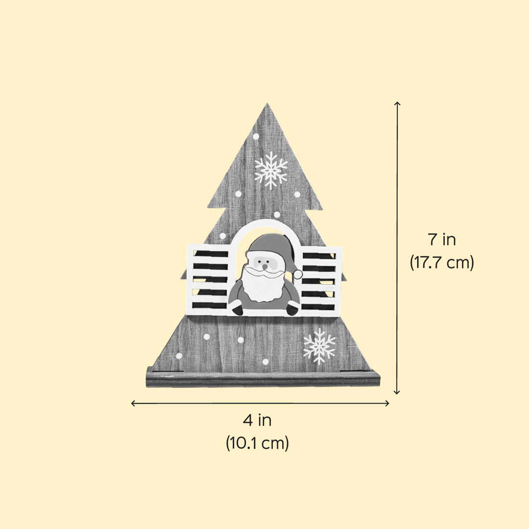 Laser Cut Xmas Tree & Santa Wooden Table Decor