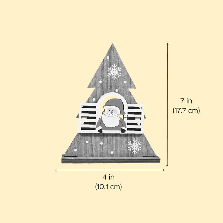Laser Cut Xmas Tree & Santa Wooden Table Decor