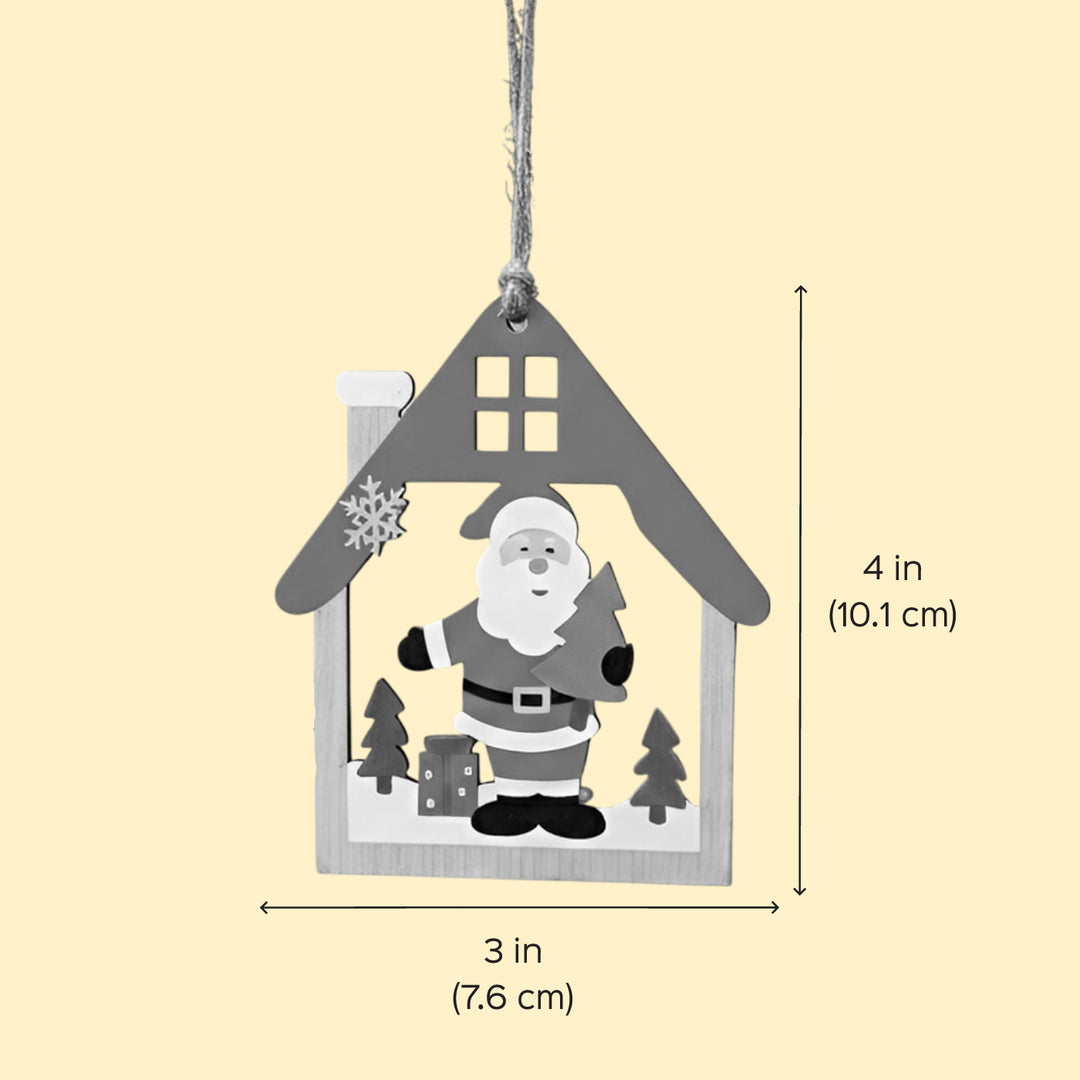 3 pc | Santa, Snowman & Reindeer Wooden Christmas Ornaments For Tree Decoration