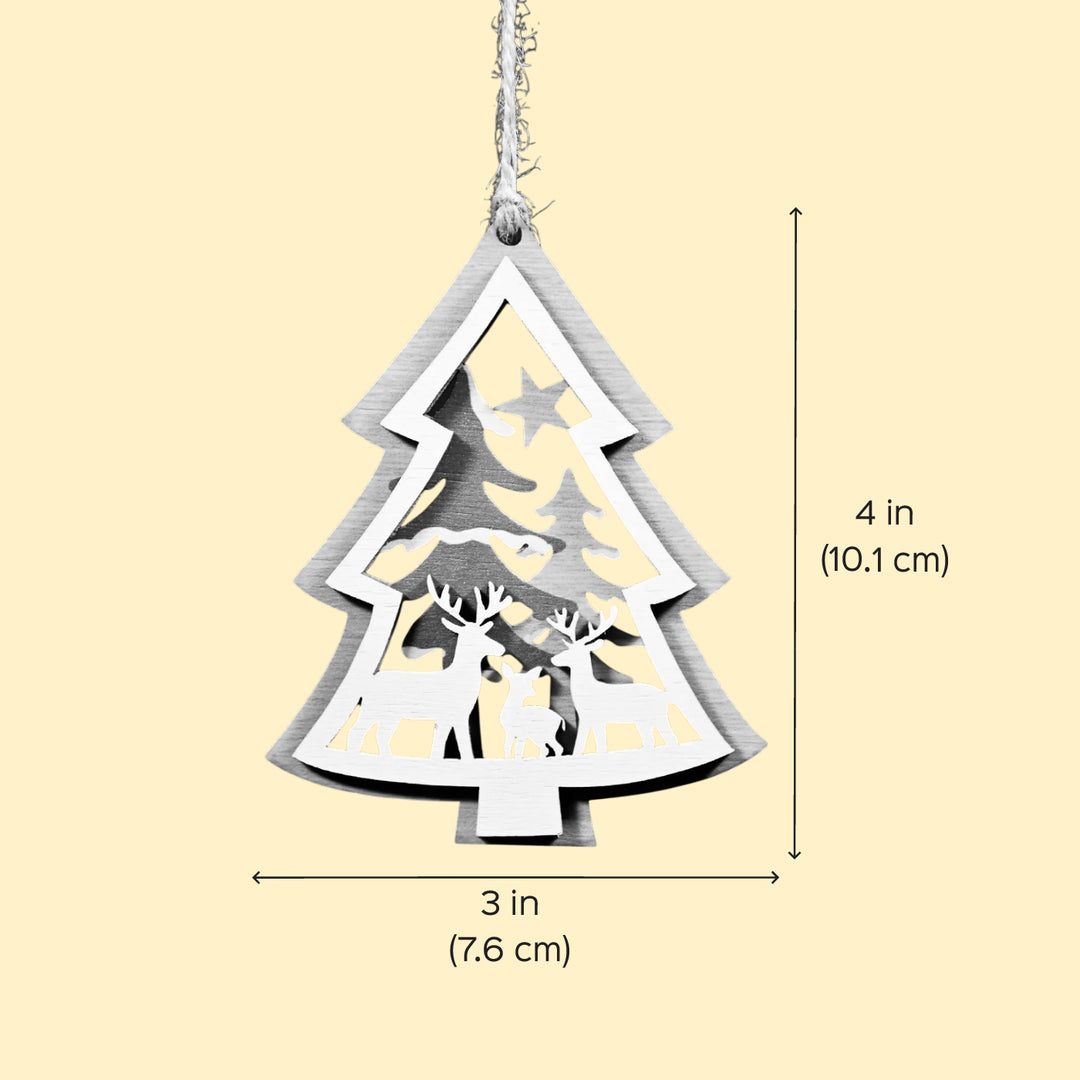 Laser Cut Xmas Tree Wooden Ornament For Christmas Decoration