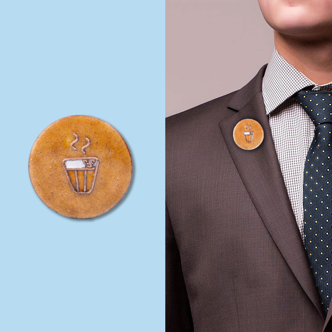 Handmade Copper Enamelled Chaai Paani Lapel Pin