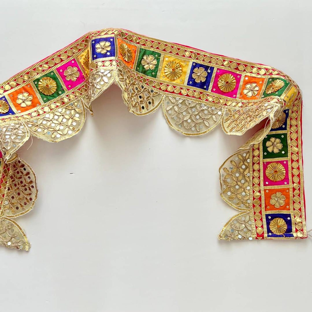 Handmade Gota Patti Colorful Semi Circle Geometry Toran