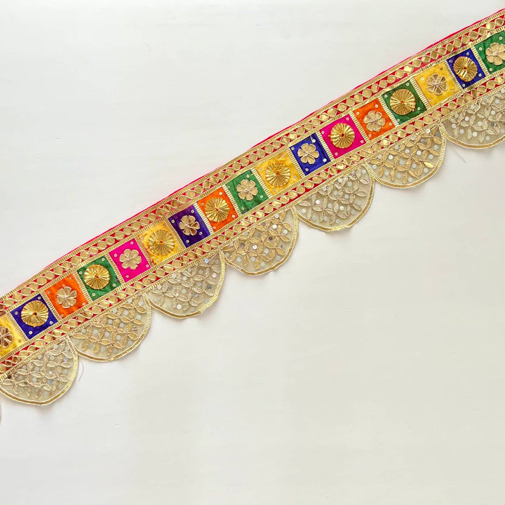 Handmade Gota Patti Colorful Semi Circle Geometry Toran