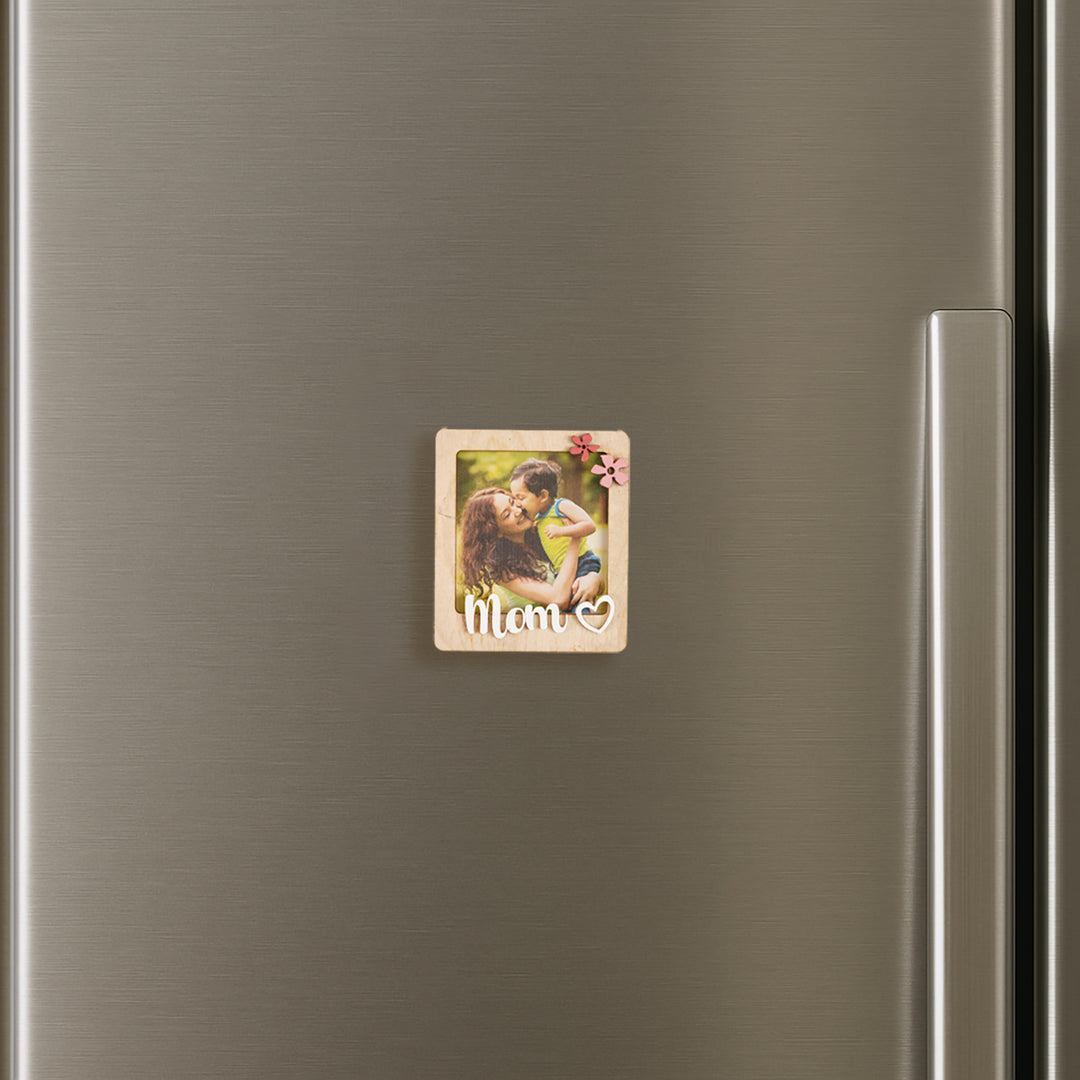 Photo Personalized Handmade Mom Theme Birch Wood Fridge Magnet