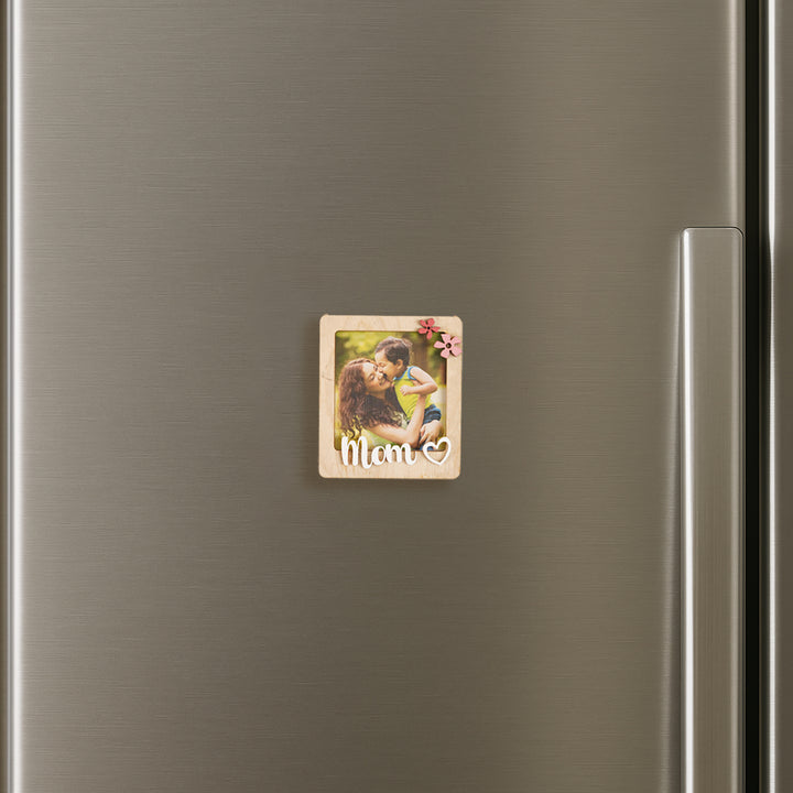 Photo Personalized Handmade Mom Theme Birch Wood Fridge Magnet