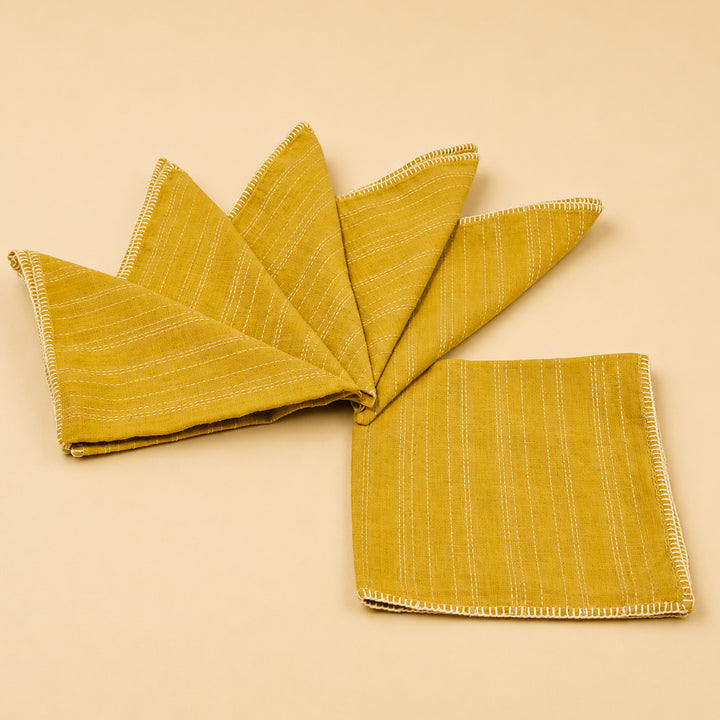 Handcrafted Yellow Screen Printed Jute Table Linen Gift Hamper With Gota Detailing For Festive Gifting