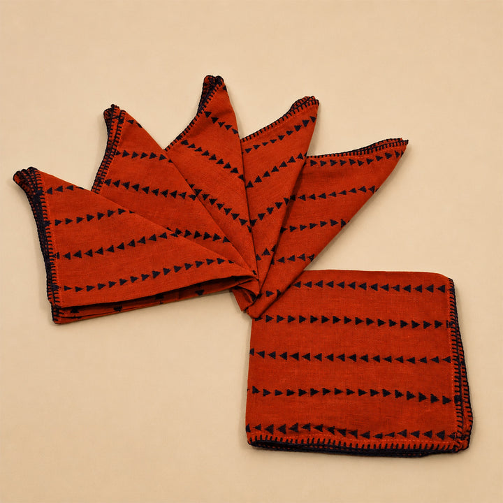 Handcrafted Red Screen Printed Jute Table Linen Gift Hamper With Gota Detailing For Festive Gifting