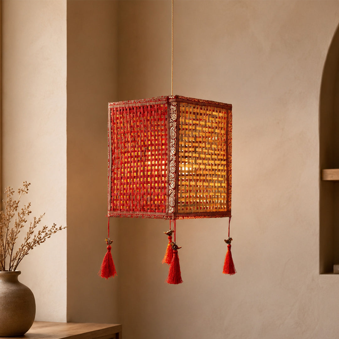 "Leela" Handwoven Natural Bamboo Kandil / Lampshade For Festive Decor