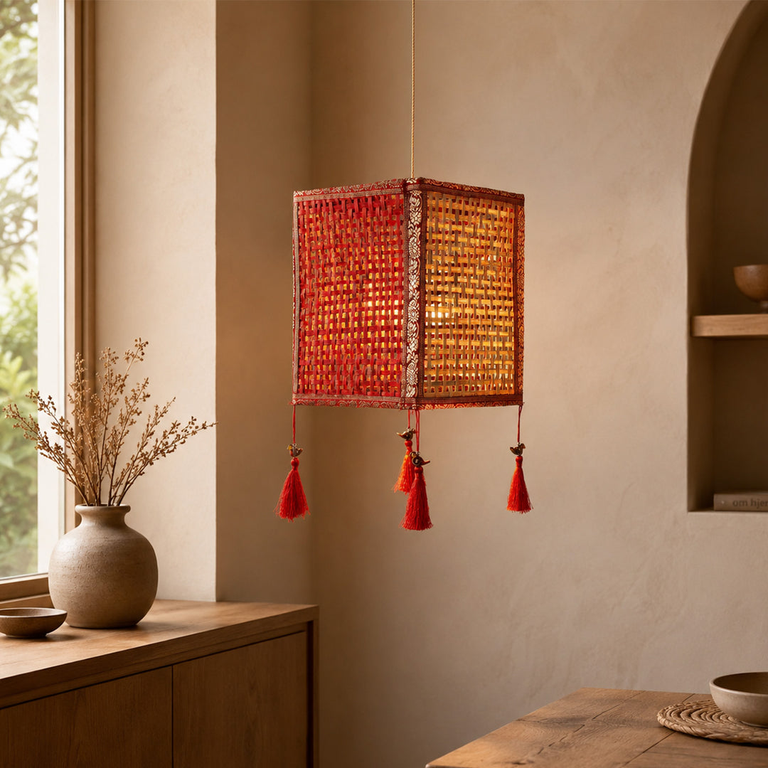 "Leela" Handwoven Natural Bamboo Kandil / Lampshade For Festive Decor