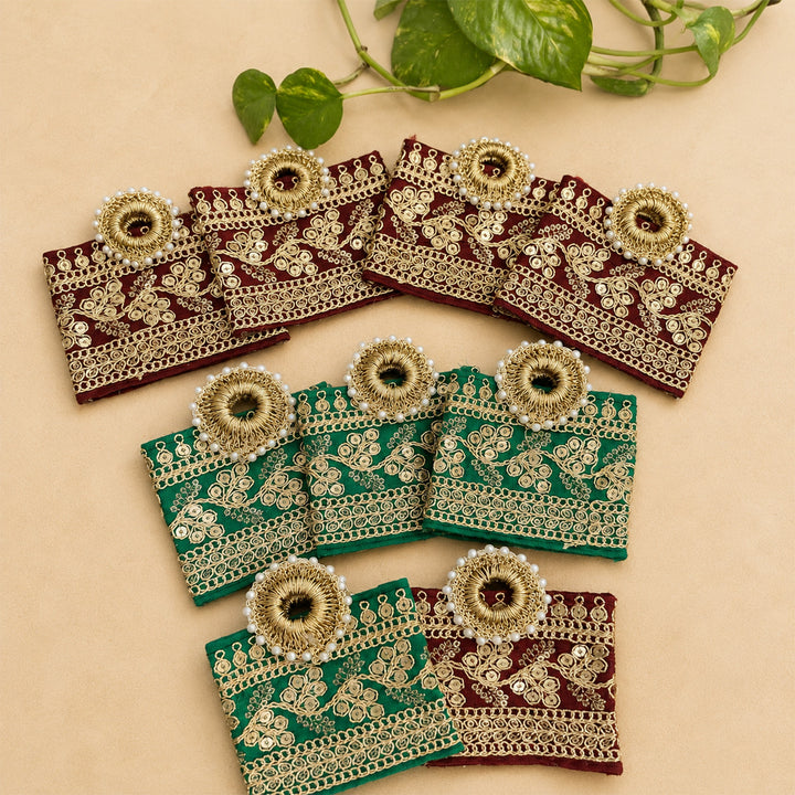 10 Pc | Intricate Sequin Fabric Coin Pouch For Festive Gifting