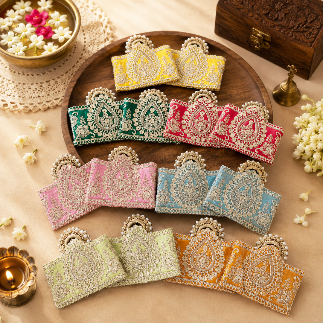 10 Pc | Embellished Colourful Fabric Coin Pouch For Festive Gifting
