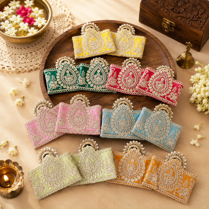 10 Pc | Embellished Colourful Fabric Coin Pouch For Festive Gifting