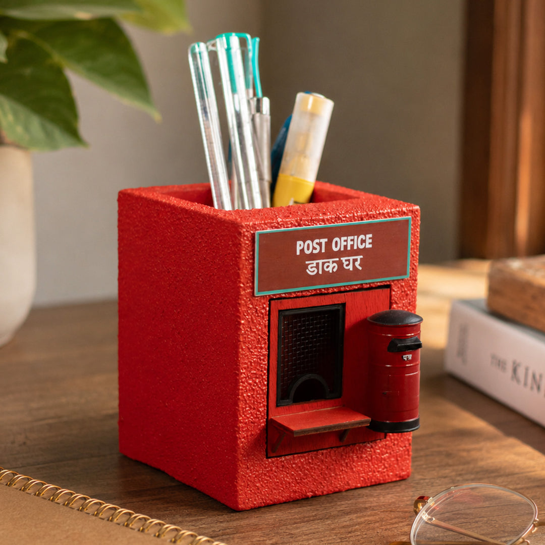 Personalized Handmade Miniature Post Office Themed Pen Stand For Decor