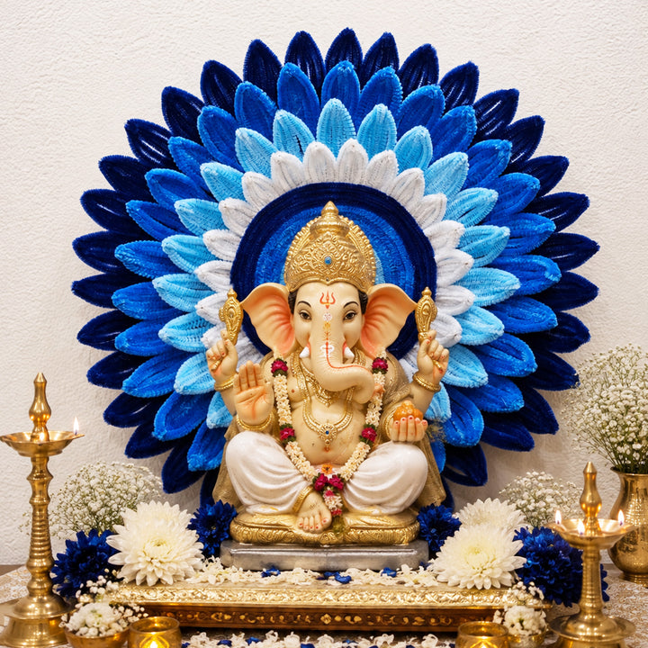 Multipurpose Handcrafted Pipe Cleaner Pooja Asan With MDF Base For Pooja, Rangoli And Backdrop Decor