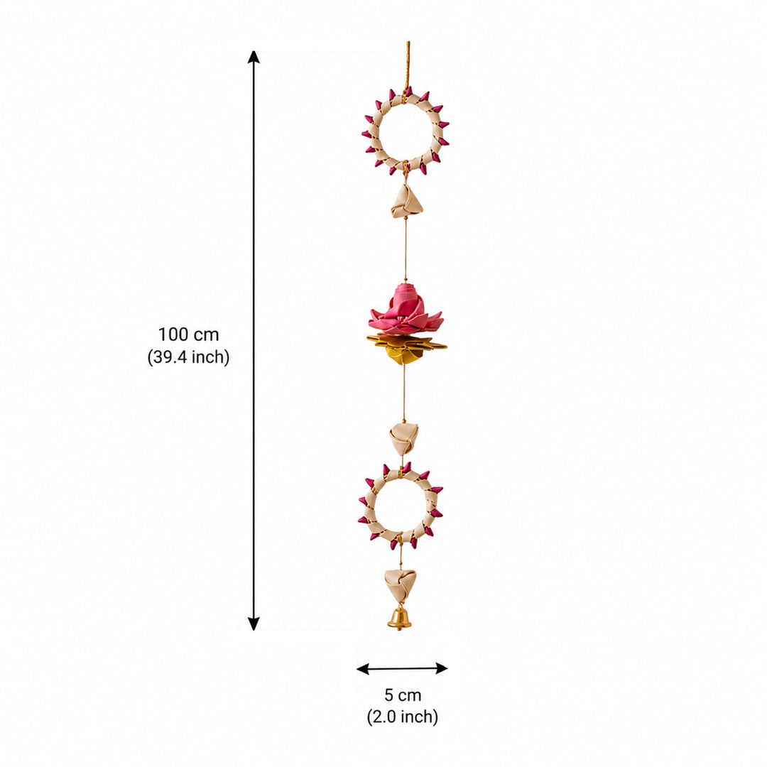 Set of 4 | "Pankhuri" Handcrafted Palm Leaf Lotus Wall Hanging For Festive Decor