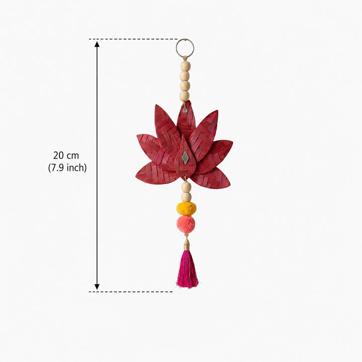 Set of 2 | "Padma" Handcrafted Bamboo Lotus Wall Hanging With Wooden Beads For Festive Decor