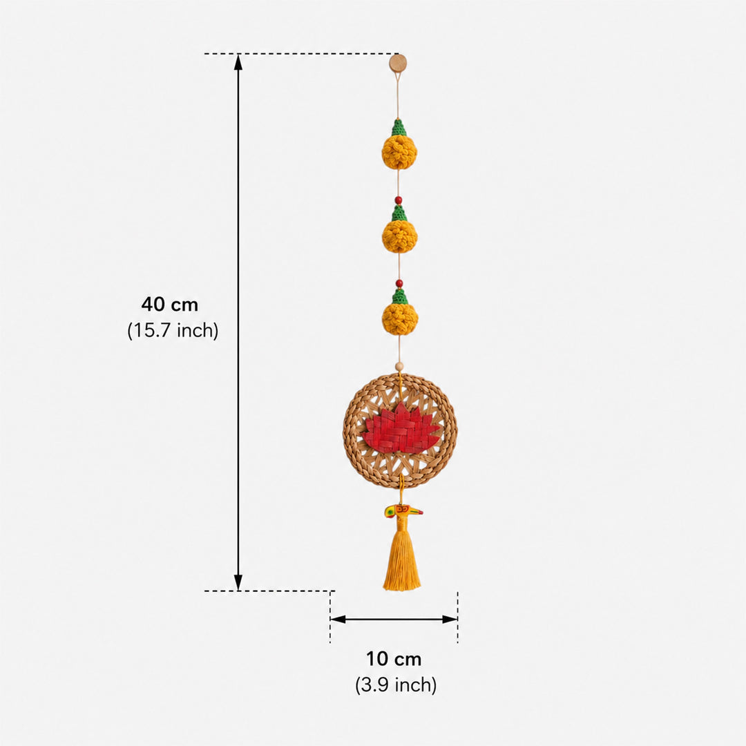 Set of 2 | "Marigold" Lotus Handcrafted Banana Leaf Wall Hanging For Festive Decor