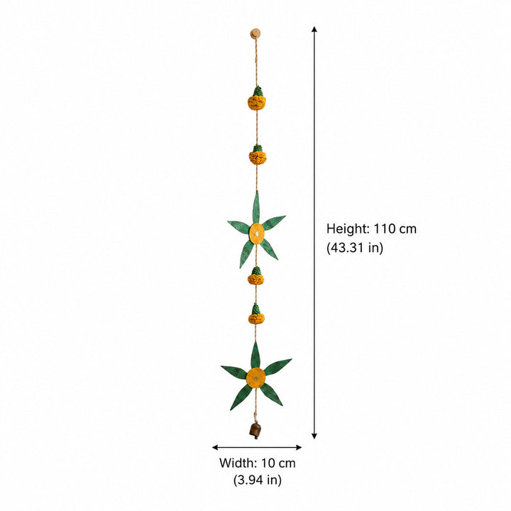 Set of 2 | "Aam Patta" Handcrafted Mango Leaf Bamboo Wall Hanging with Crochet Detailing For Festive Decor