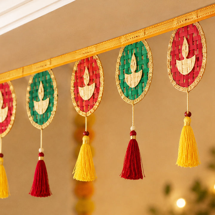 Deepam Handcrafted Diya Motif Bamboo Toran For Festive Decor