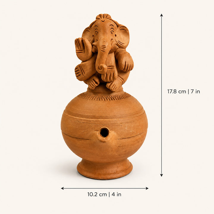 Set Of 2 | "Ganesh Magic" Handmade Terracotta Oil Lamp For Festive Decor