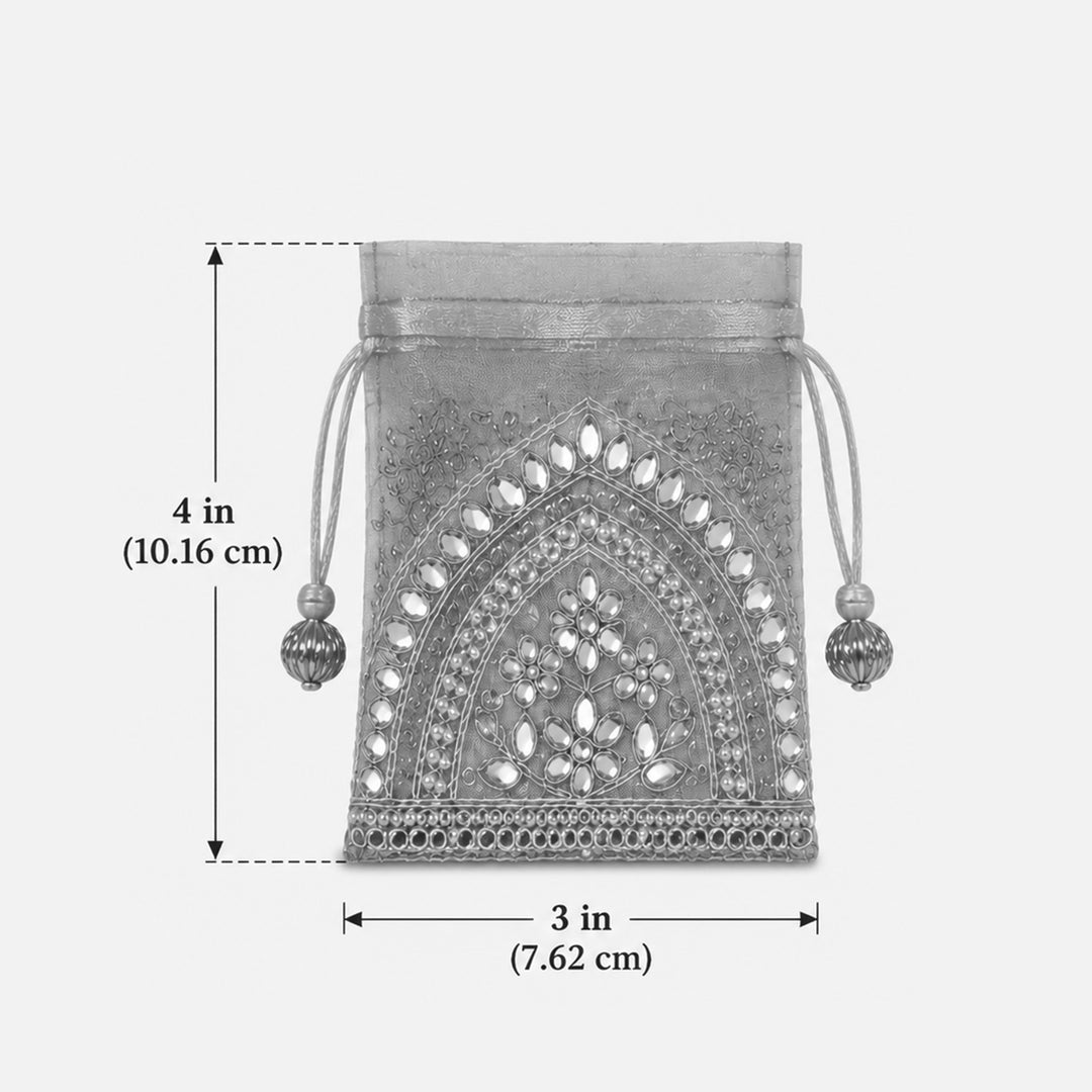 10 Pc | Gota Mirror Work Organza Coin Pouch For Festive Gifting