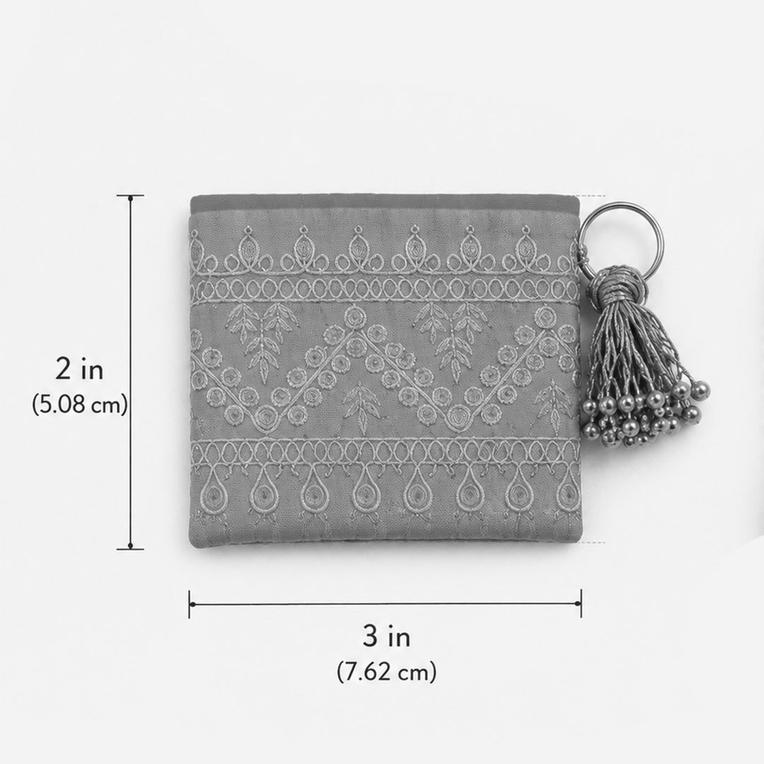 5 Pc | Intricate Sequin Fabric Coin Pouch With Key Ring For Festive Gifting