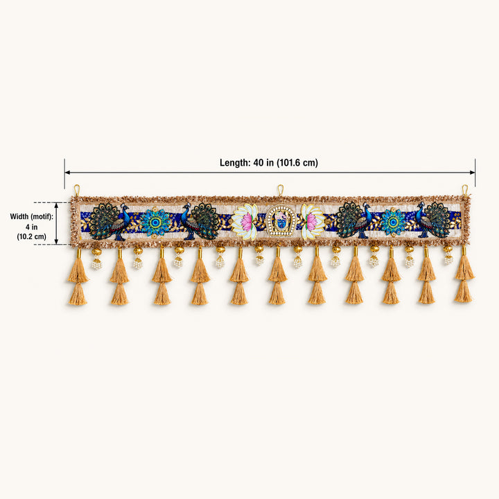 Shreenathji Pichwai Pichwai-Style Toran with Jute, Fabric And Pearl Detailing For Festive Decor