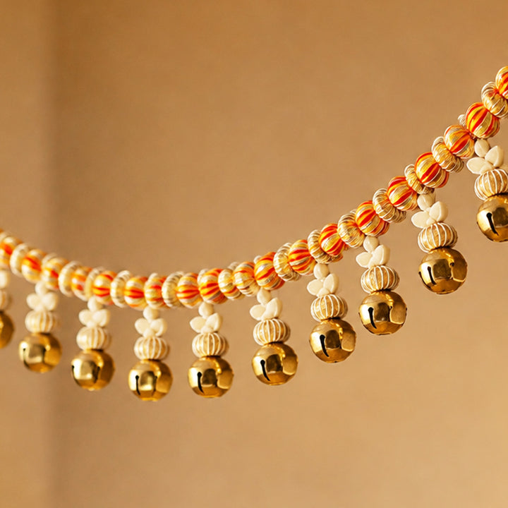 Mouli Thread & Wool Toran With Ghunghroo Bell Detailing For Festive Decor