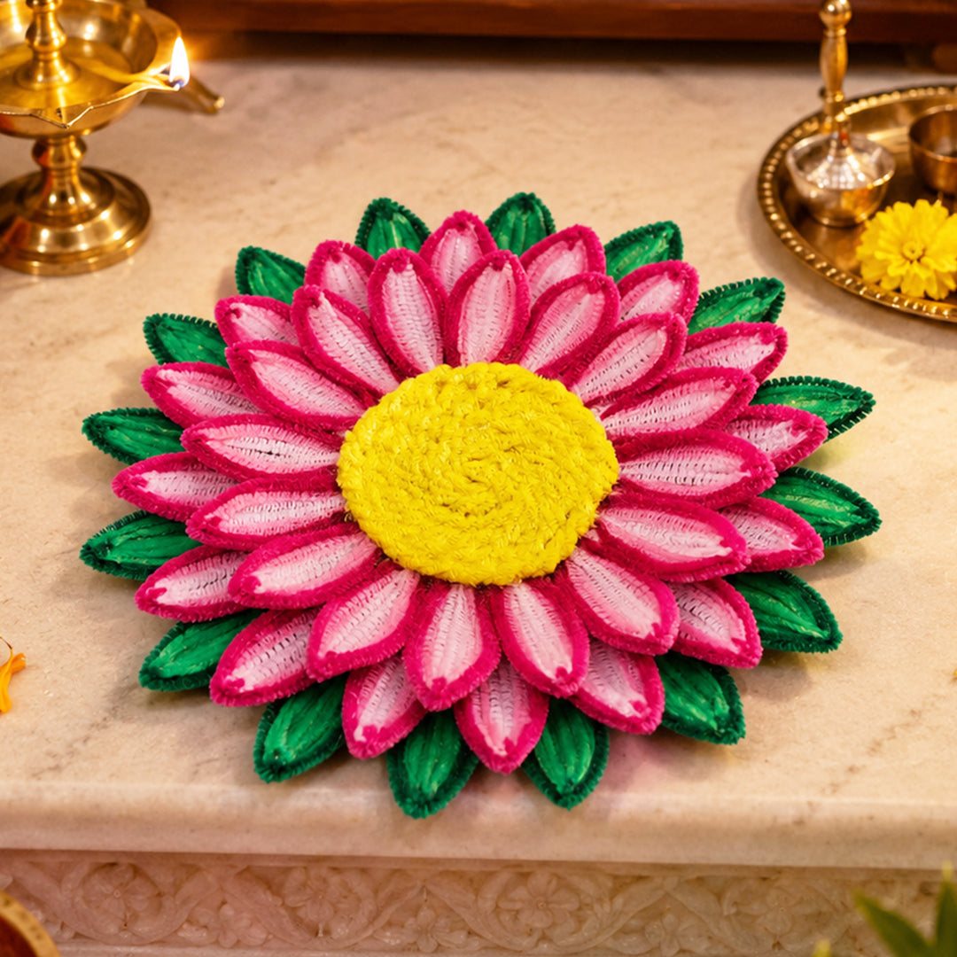 Reusable Handcrafted Pipe Cleaner Pooja Asan With MDF Base For Pooja Room and Festive Decor