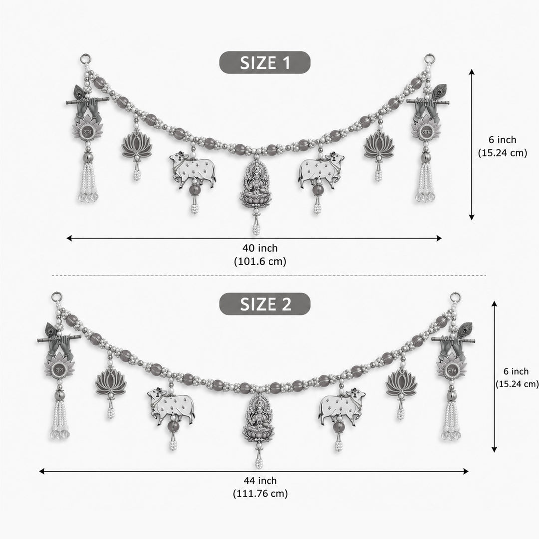 Handmade Pichwai Cow, Ganesha & Lakshmi Toran With Shubh Labh Side Hangings For Diwali Decor