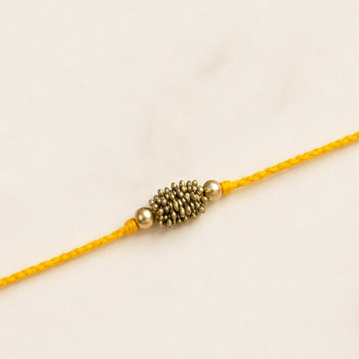 Beaded Zarna Brass Beads Festive Rakhi With Roli Chawal For Brother