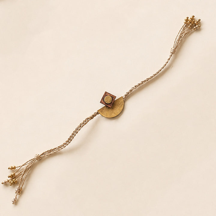 Handcrafted Lotus & Diya Brooch Pin Rakhi With Roli Chawal For Brother