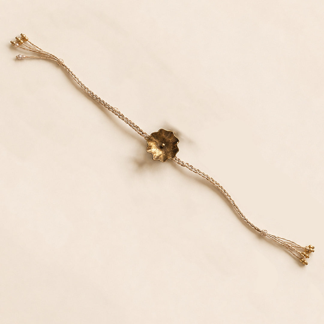 Handcrafted Lotus & Diya Brooch Pin Rakhi With Roli Chawal For Brother