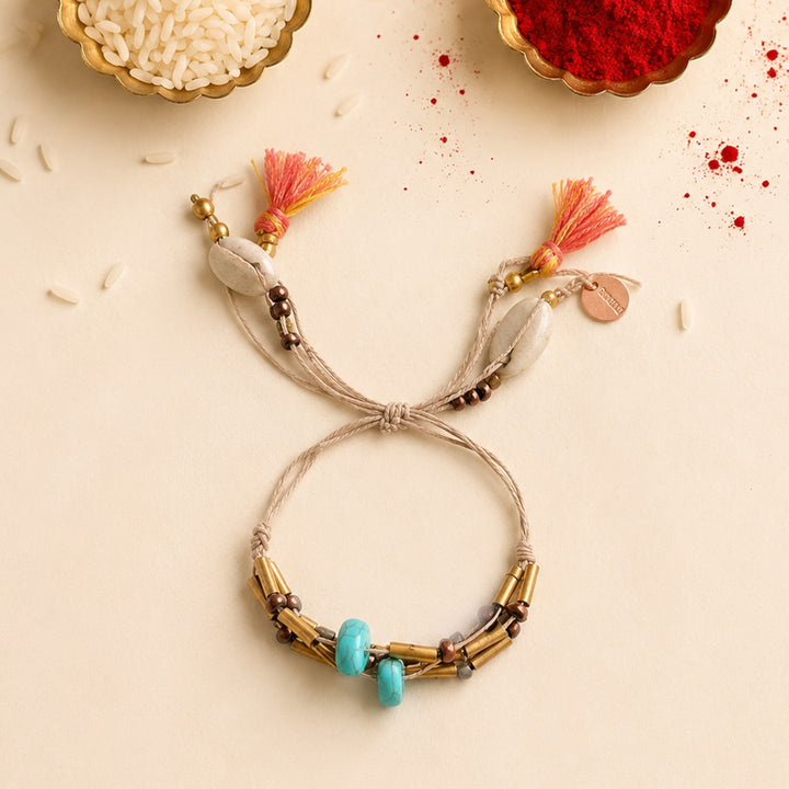 Handcrafted Beaded Lumba Rakhi With Roli Chawal For Bhabhi