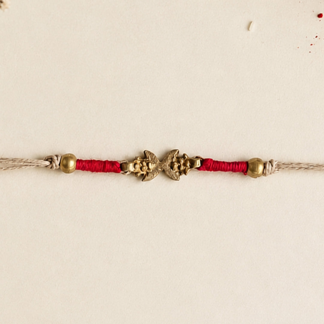 Handcrafted Patwa Work Brass Motif Designer Rakhi For Brother